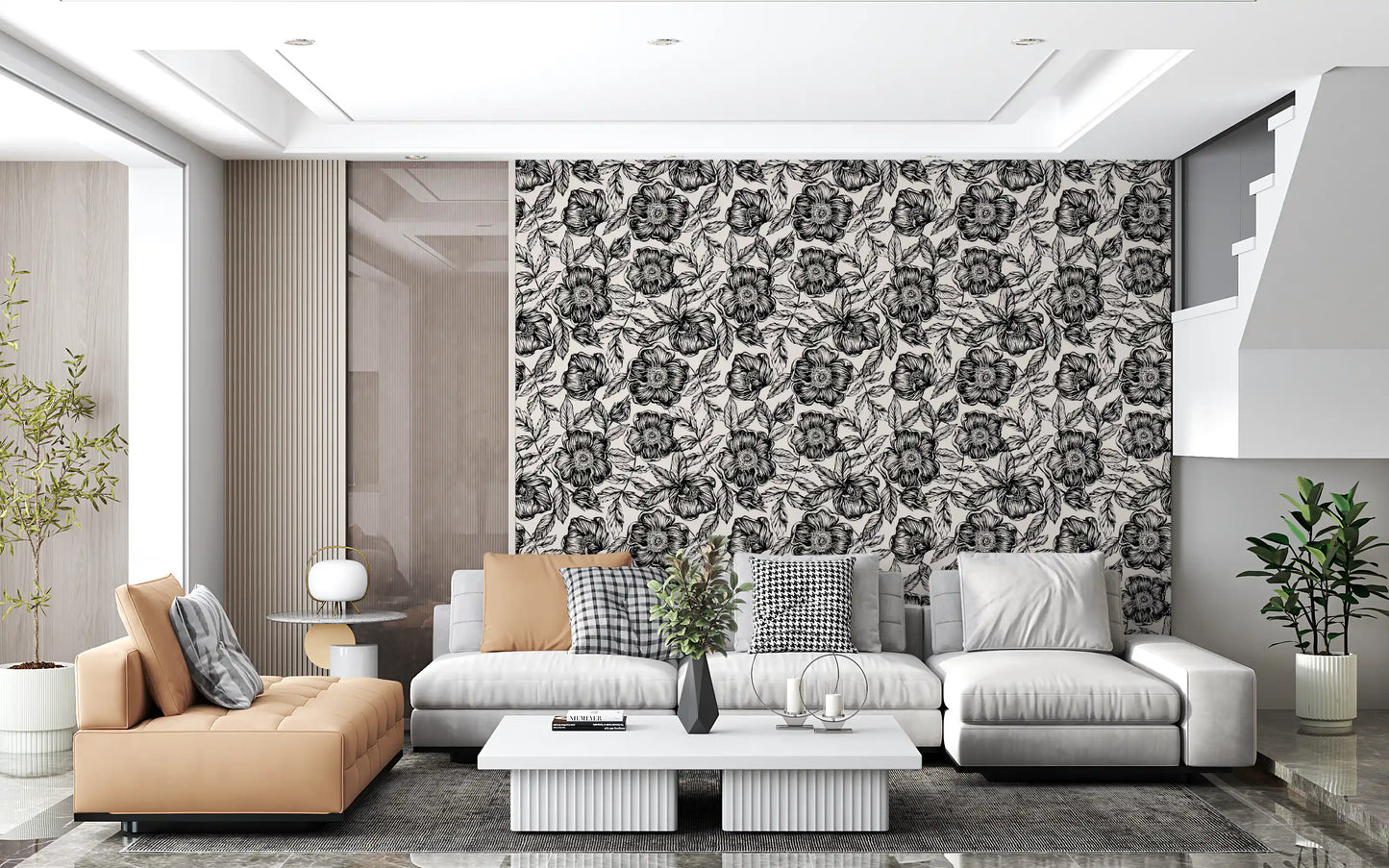 Ink Blossom Garden Wallpaper⁠