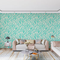 Minimalist Teal Botanical Waves Wallpaper⁠