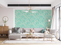 Minimalist Teal Botanical Waves Wallpaper⁠