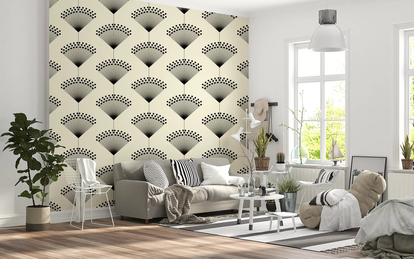 Minimalist Fanburst Geometric Wallpaper⁠