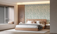 Sage Brushstroke Foliage Motif Wallpaper⁠
