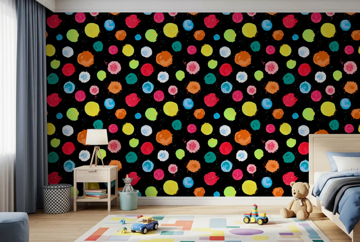 Expressive Multi-Colored Splatter Art Wallpaper⁠