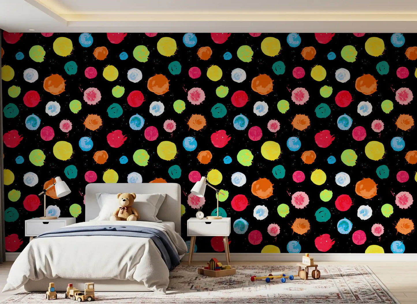 Expressive Multi-Colored Splatter Art Wallpaper⁠