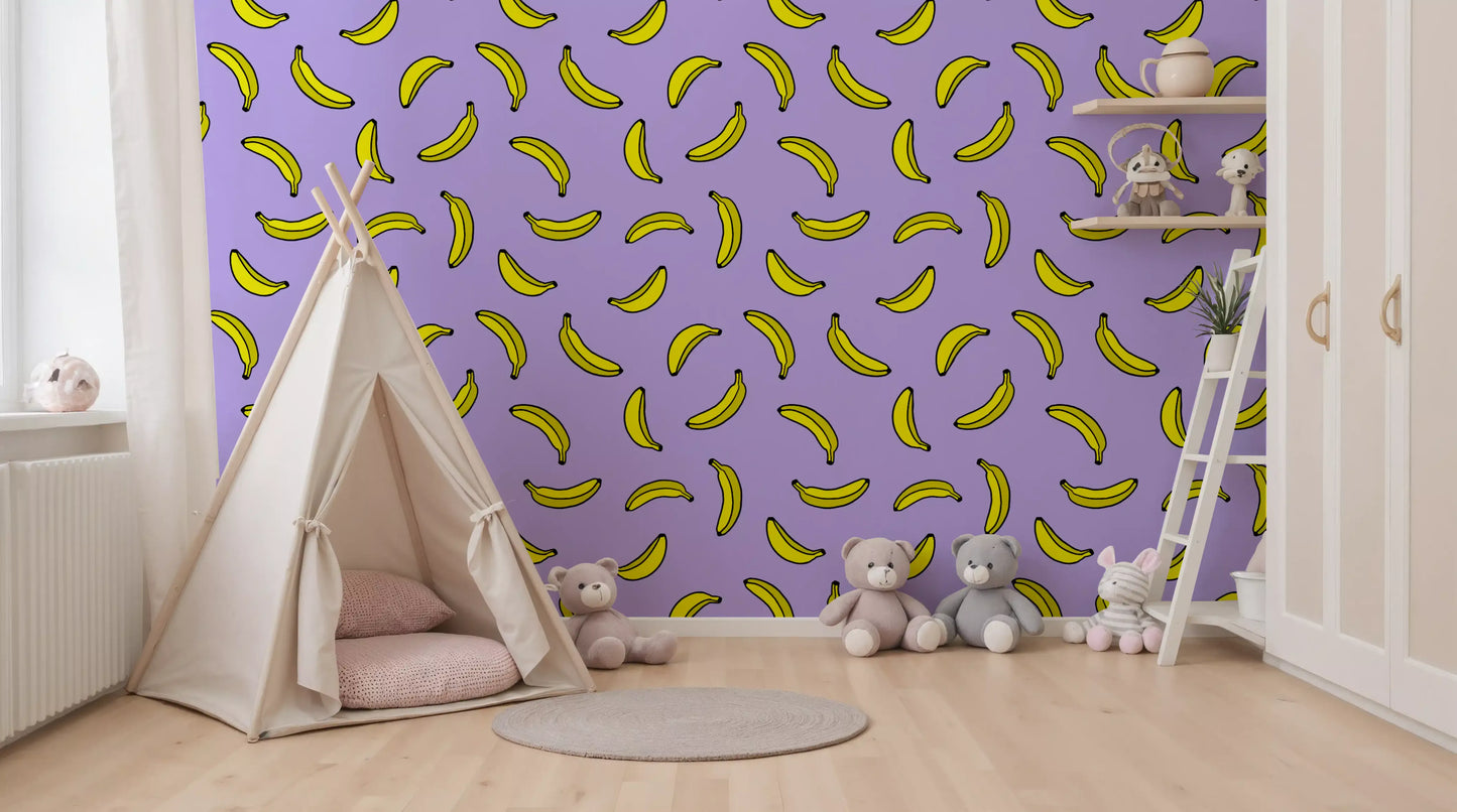 Cheerful Yellow Banana Pop Print Wallpaper⁠