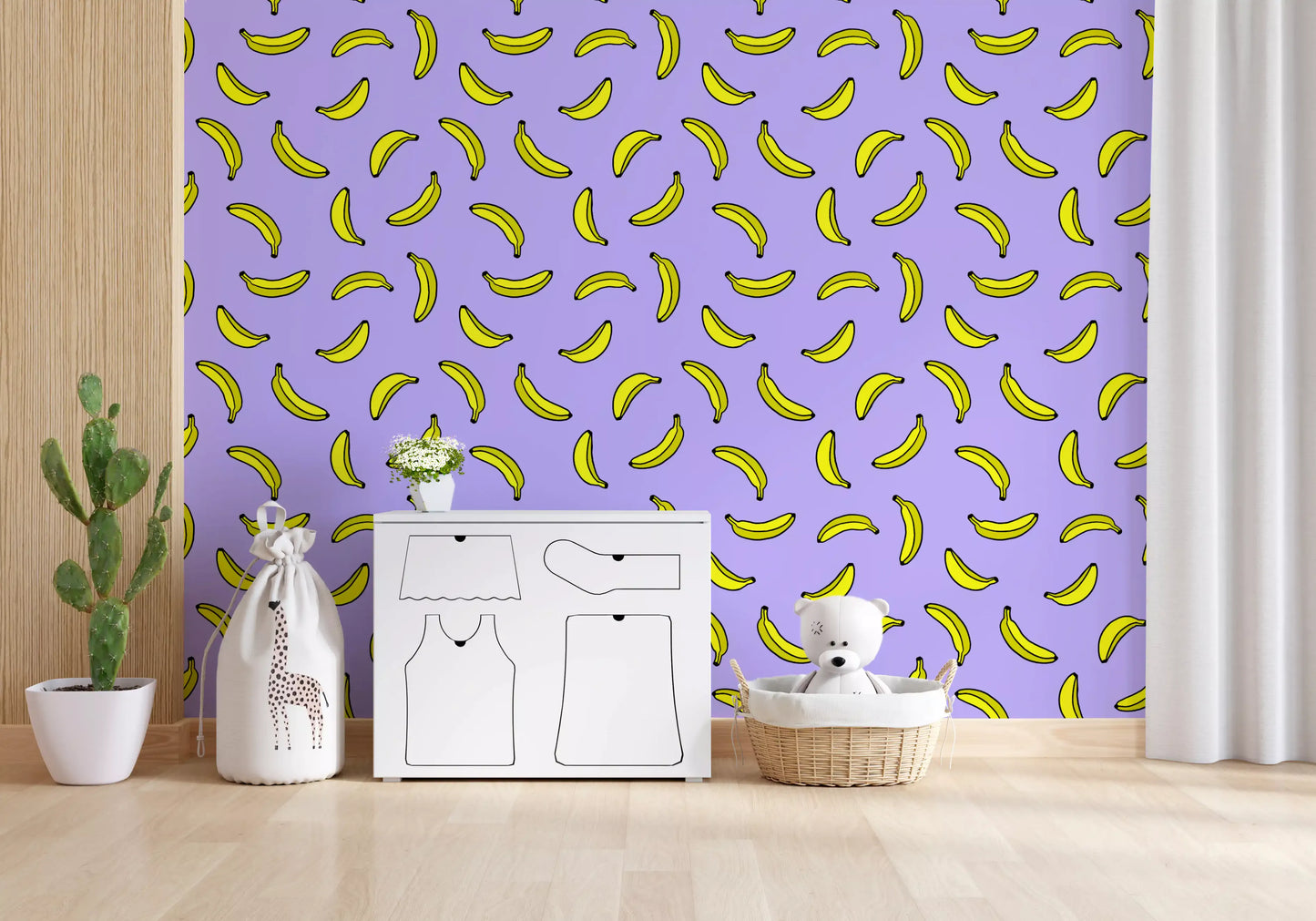 Cheerful Yellow Banana Pop Print Wallpaper⁠