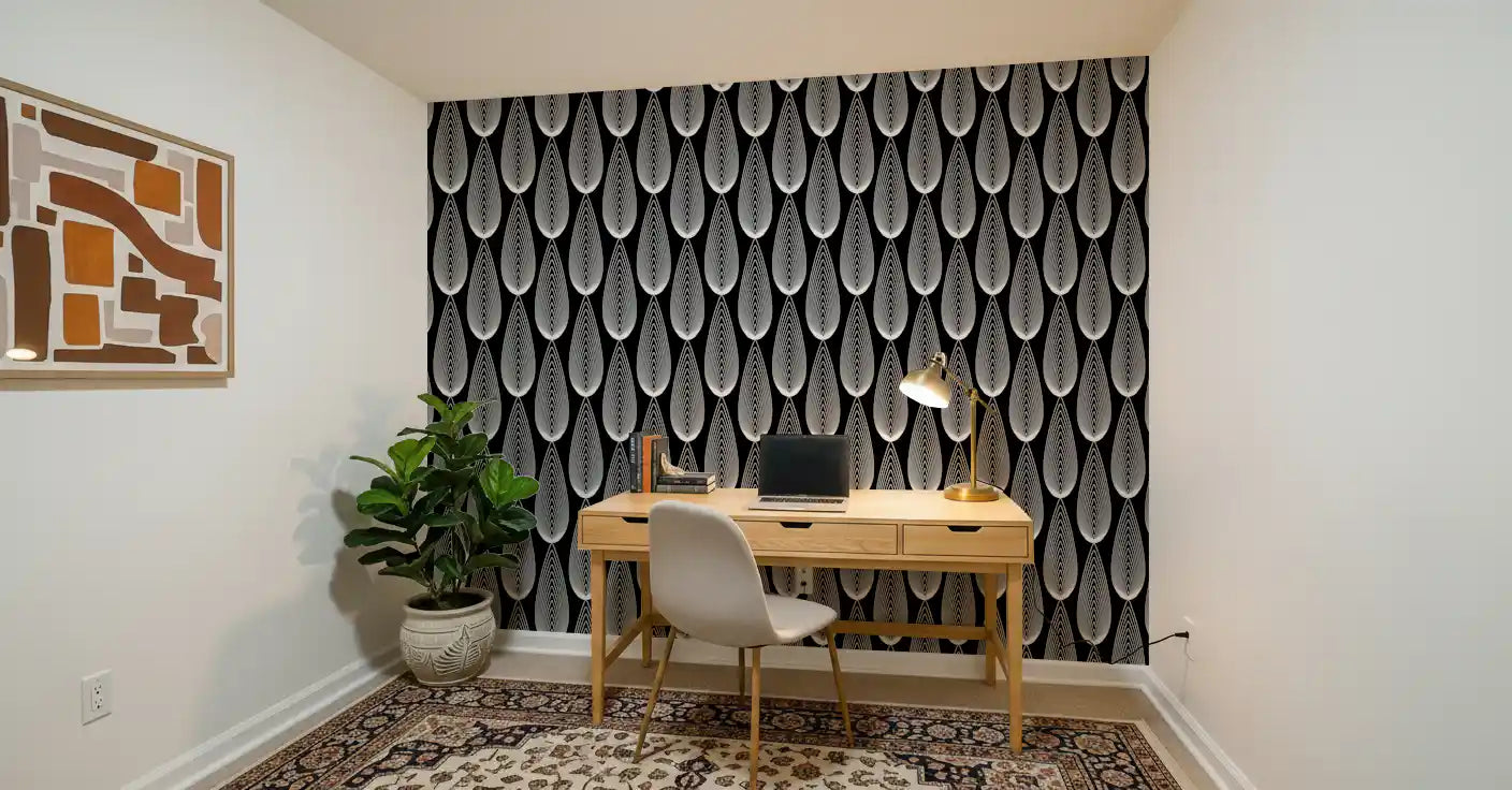 Minimalist Teardrop Linear Pattern Wallpaper⁠