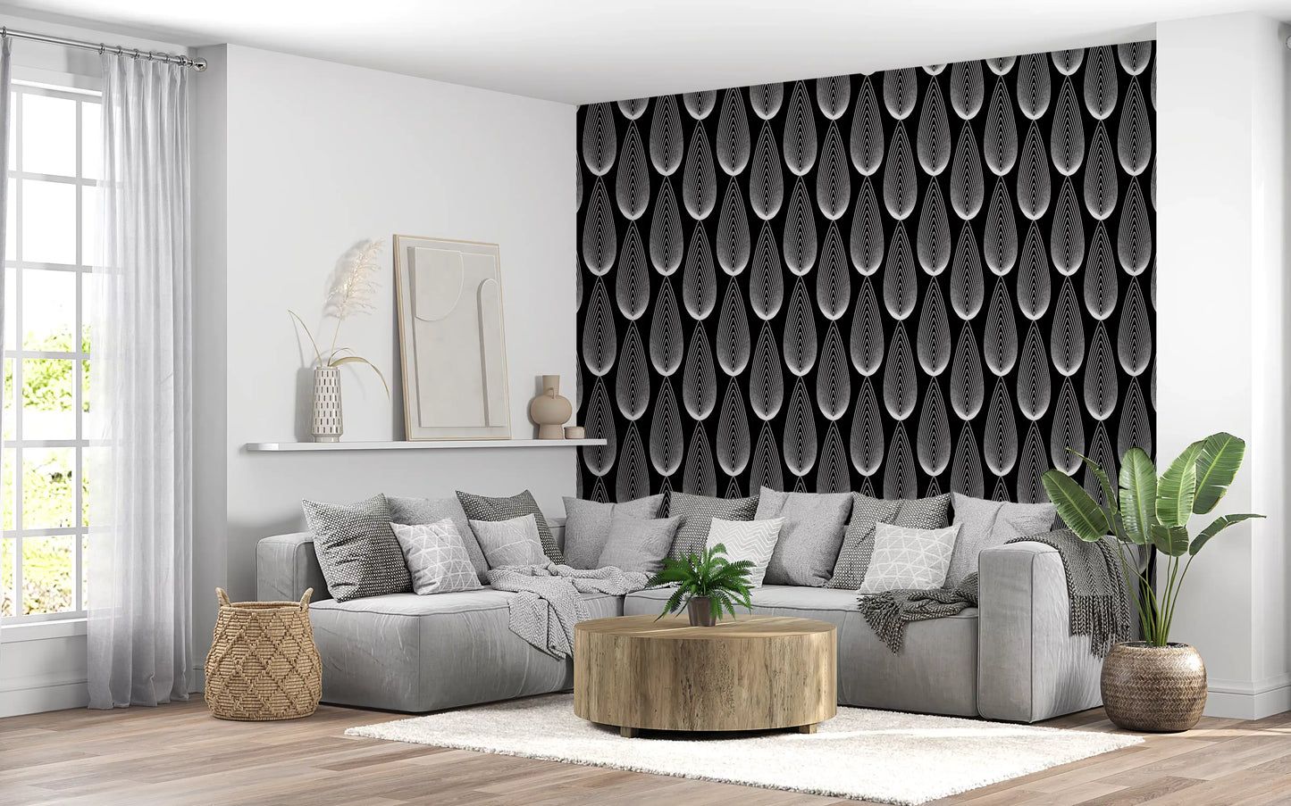 Minimalist Teardrop Linear Pattern Wallpaper⁠