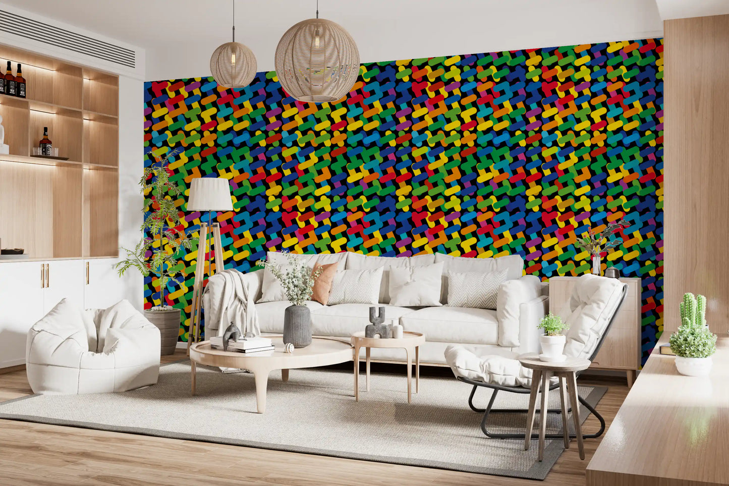 Abstract Colorful Capsule Mosaic Wallpaper⁠