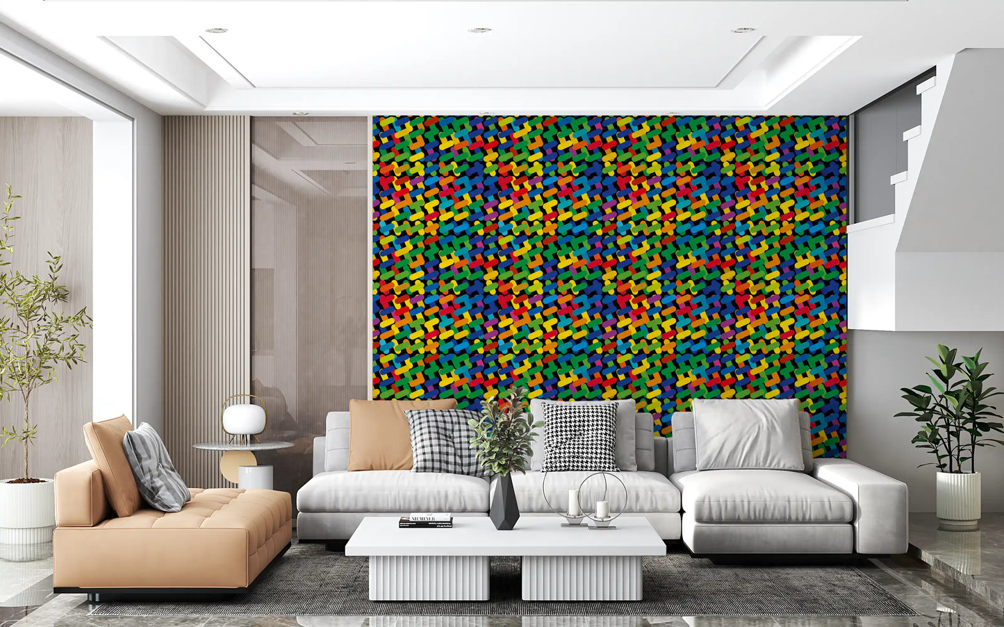 Abstract Colorful Capsule Mosaic Wallpaper⁠