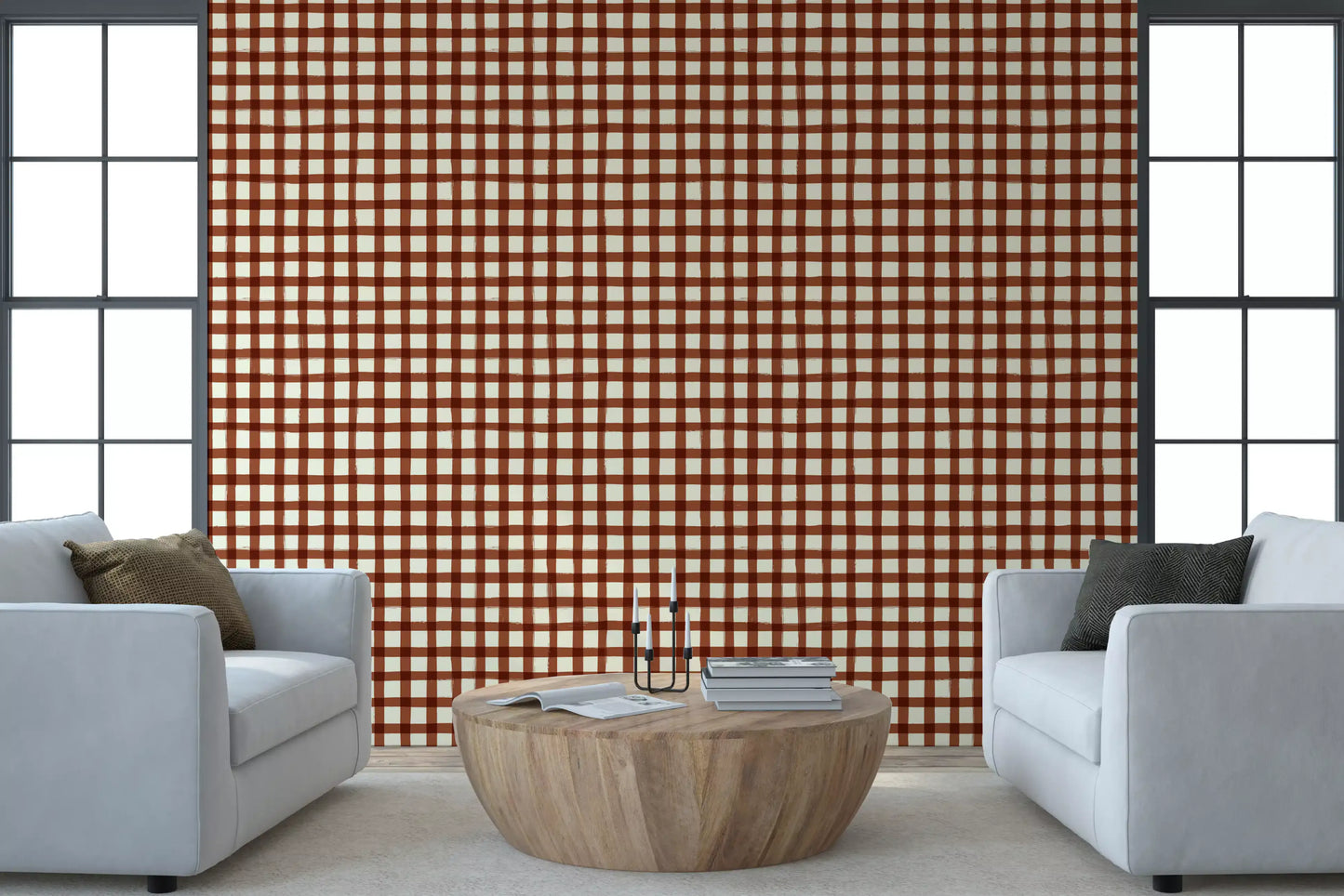 Rustic Brushstroke Check Wallpaper⁠