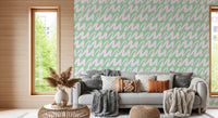 Soft Sage and Pink Wavy Brushstrokes Wallpaper⁠