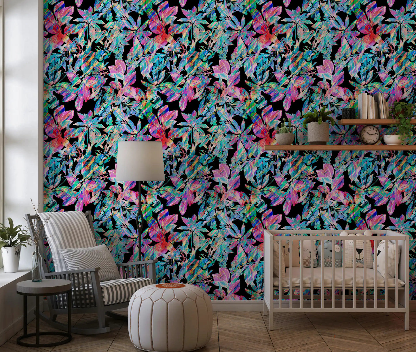 Chromatic Tropical Foliage Wallpaper⁠