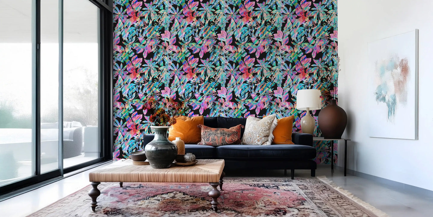 Chromatic Tropical Foliage Wallpaper⁠