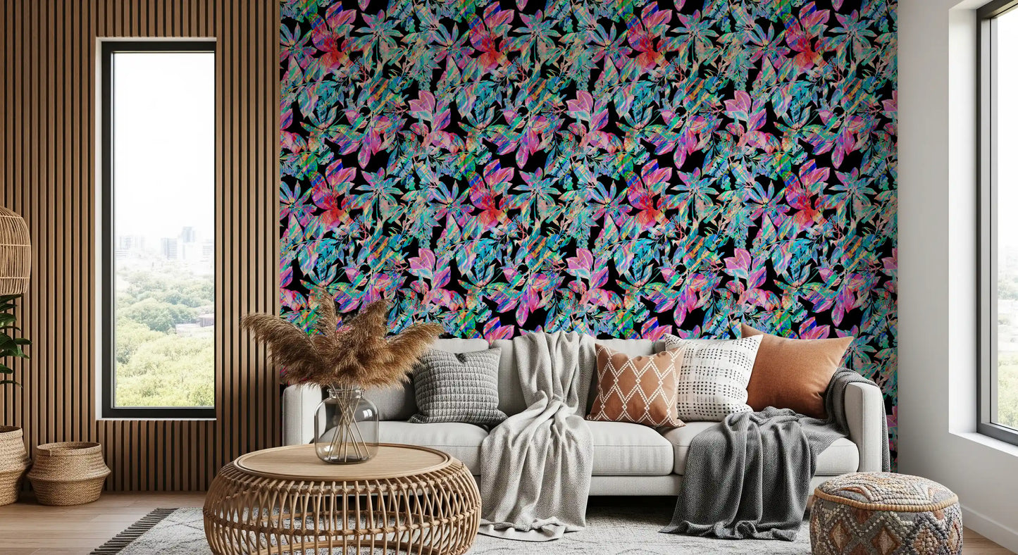 Chromatic Tropical Foliage Wallpaper⁠