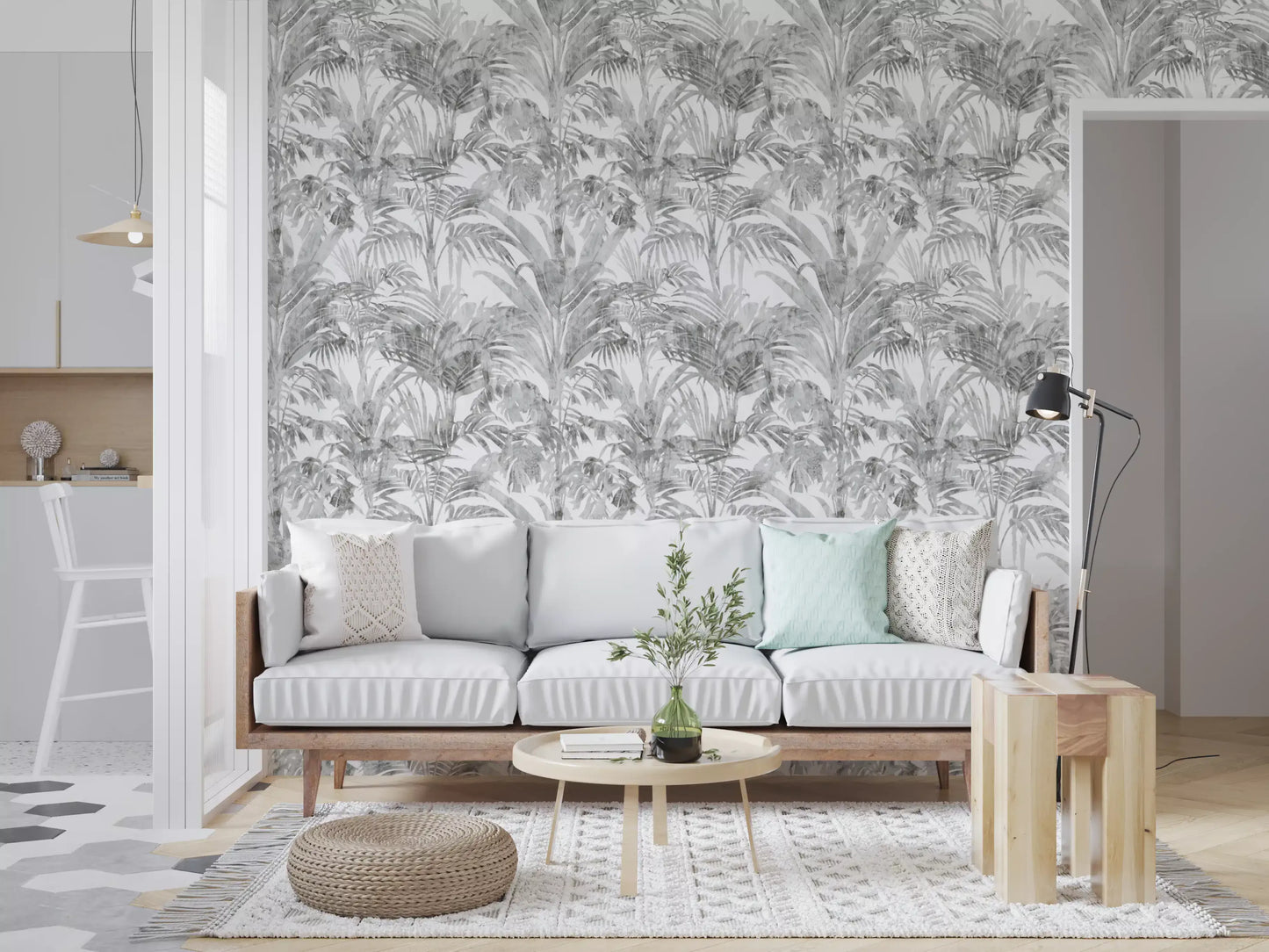Ethereal Palm Frond Sketch Wallpaper⁠