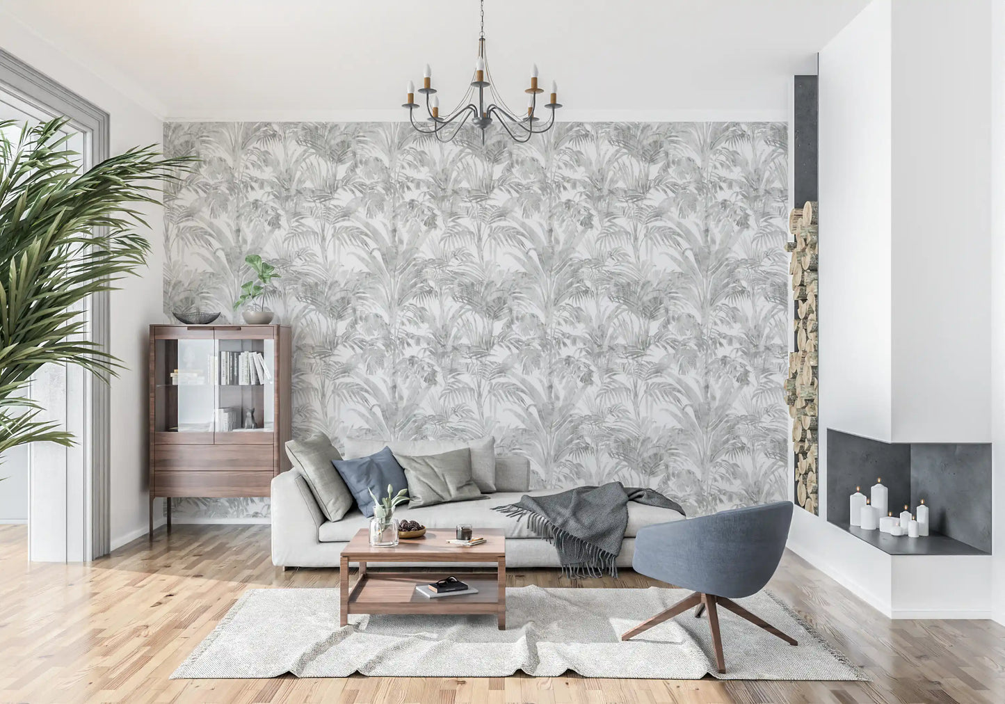 Ethereal Palm Frond Sketch Wallpaper⁠