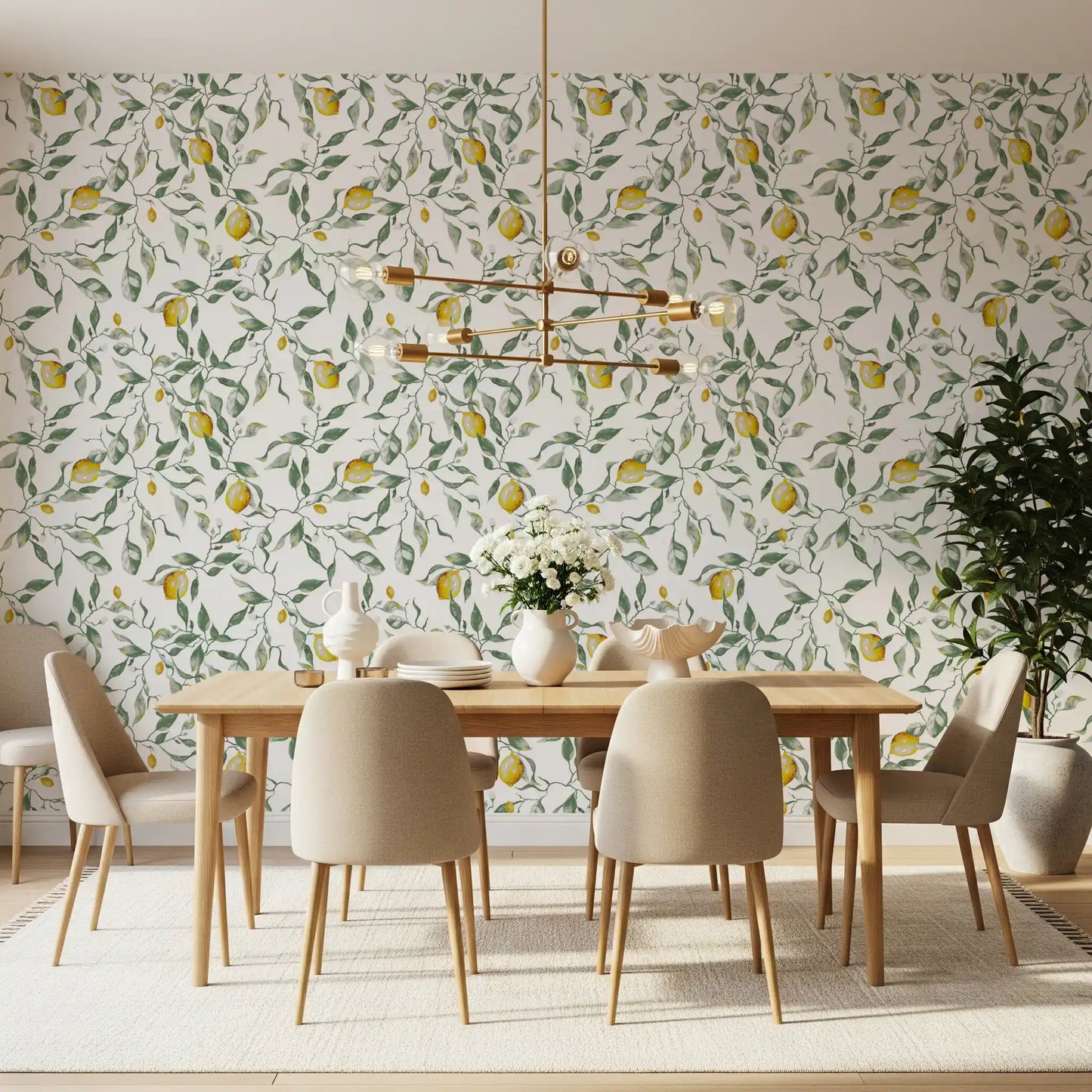 Mediterranean Citrus Grove Illustration Wallpaper⁠