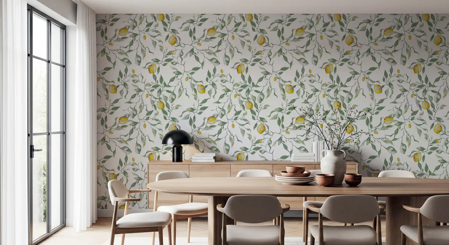 Mediterranean Citrus Grove Illustration Wallpaper⁠
