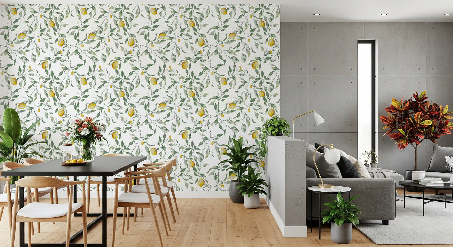 Mediterranean Citrus Grove Illustration Wallpaper⁠