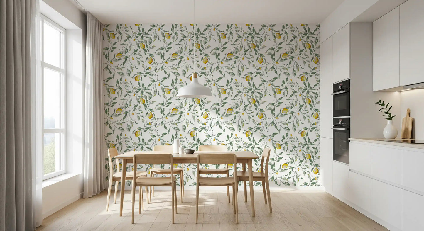 Mediterranean Citrus Grove Illustration Wallpaper⁠
