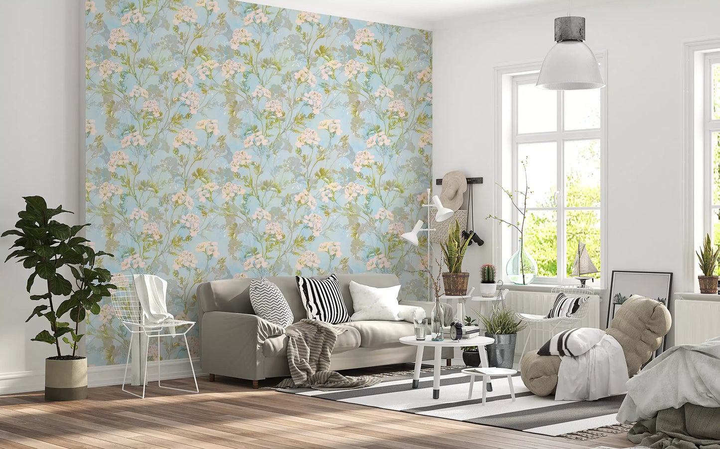 Soft Watercolor Meadow Flora Wallpaper⁠