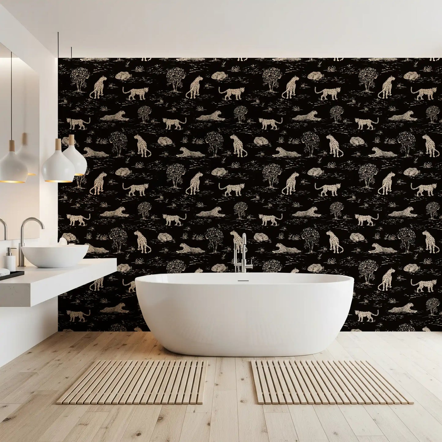 Leopard Sketch Savanna Wallpaper⁠
