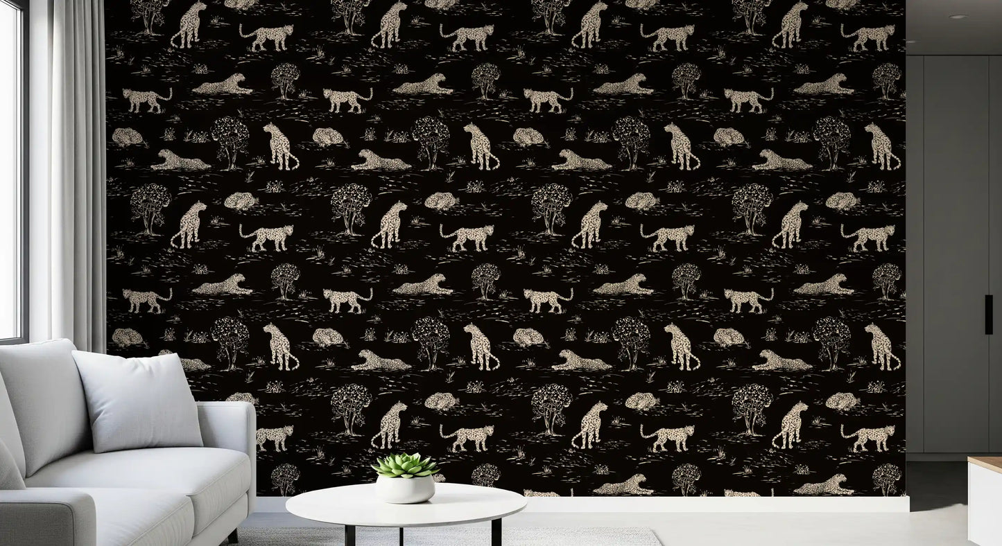 Leopard Sketch Savanna Wallpaper⁠