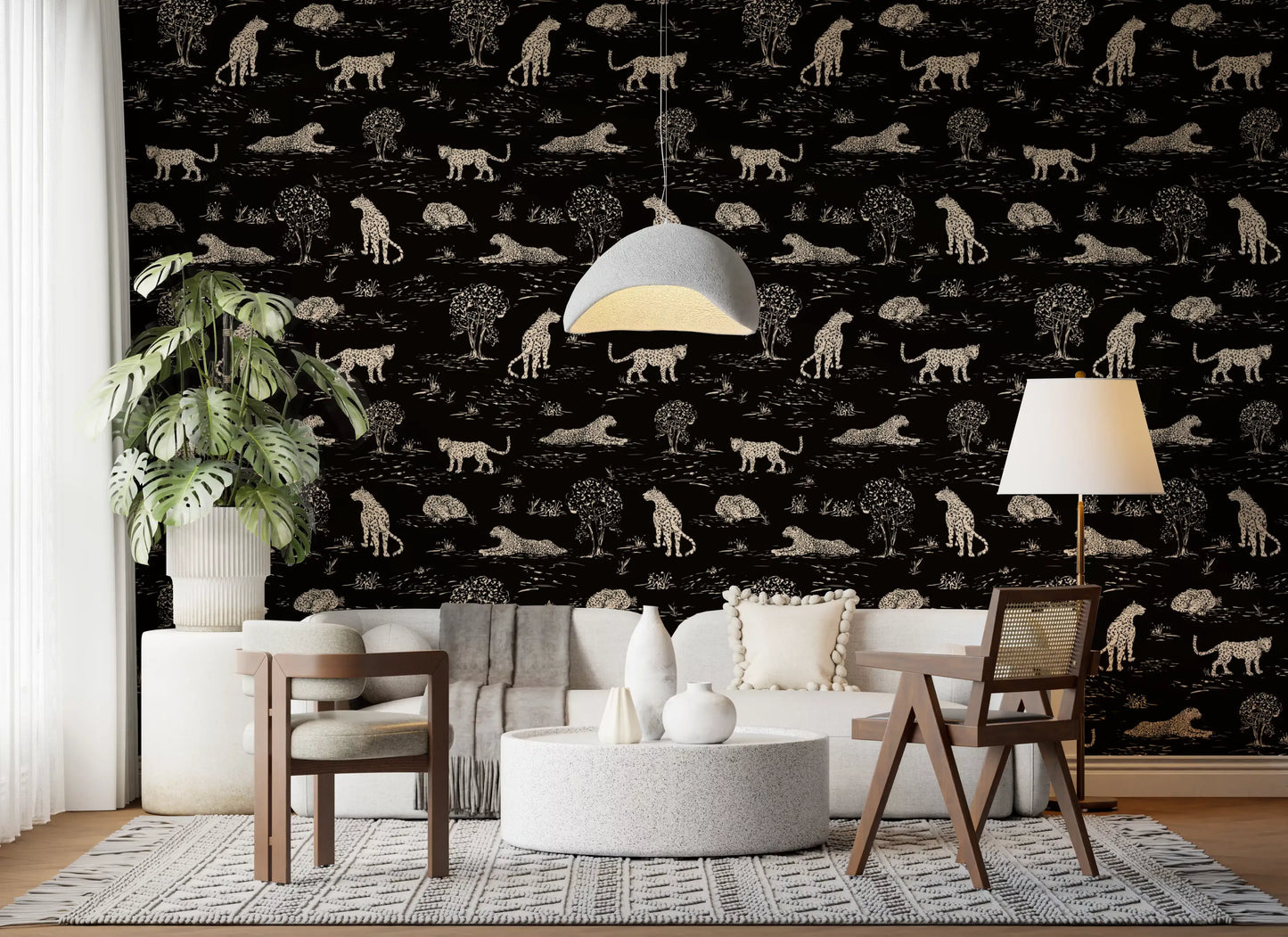 Leopard Sketch Savanna Wallpaper⁠