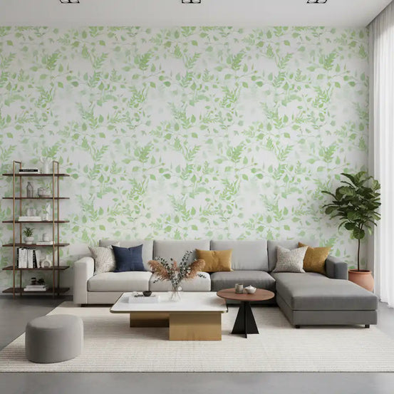 Ethereal Sage Leaf Trails Wallpaper⁠