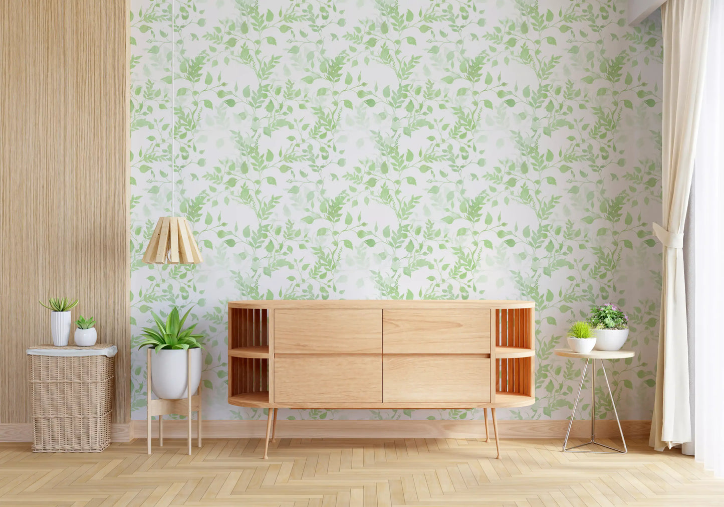 Ethereal Sage Leaf Trails Wallpaper⁠