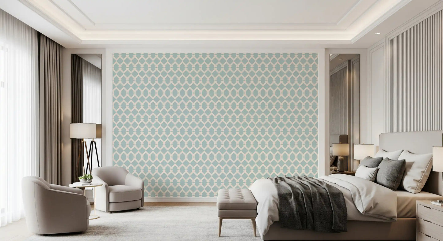 Nordic Interlocking Diamond Lattice Wallpaper⁠