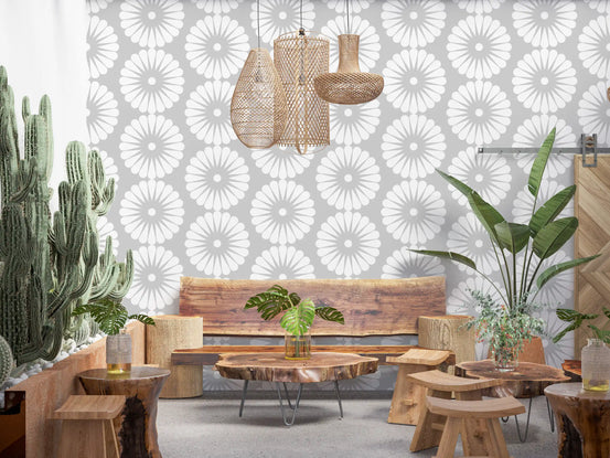Minimalist Sunburst Radial Motif Wallpaper⁠