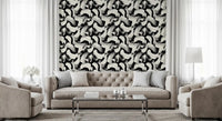 Monochrome Swirl Brushstrokes Wallpaper⁠
