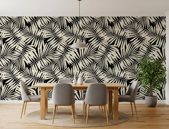 Minimalist Palm Leaf Monochrome Wallpaper⁠