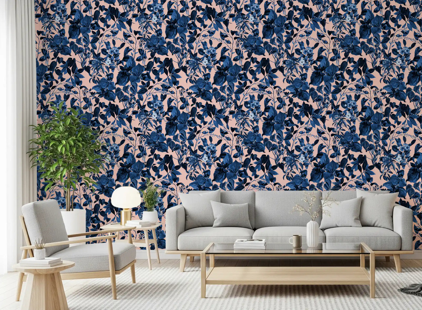 Indigo Grove Botanical Print Wallpaper⁠