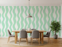 Soft Sage Wavy Vertical Stripe Wallpaper⁠