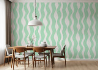 Soft Sage Wavy Vertical Stripe Wallpaper⁠