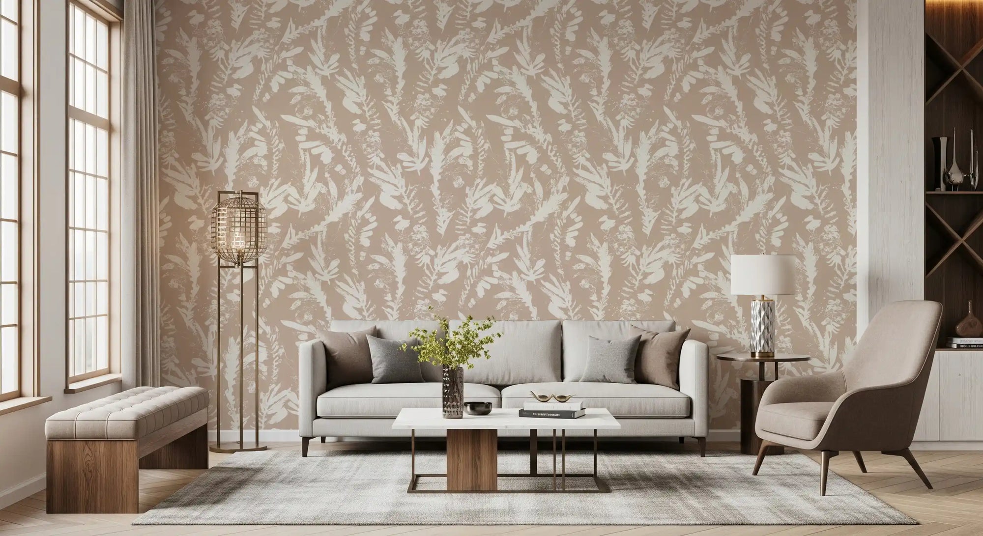 Earthy Brushstroke Leaves Wallpaper⁠