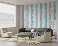 Coastal Blue Vertical Brushstroke Stripes Wallpaper⁠