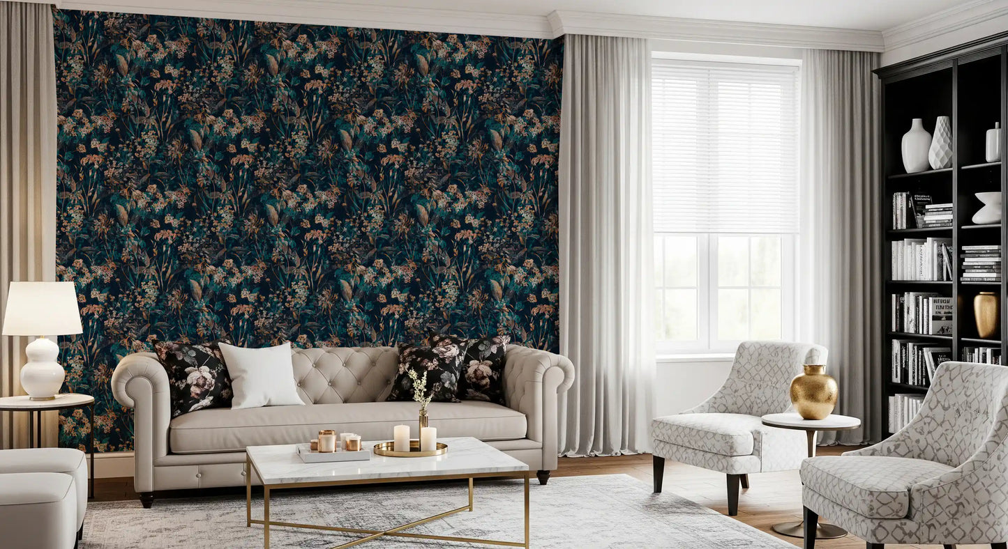 Nocturnal Meadow Pattern Wallpaper⁠