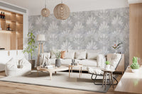 Minimalist Fan Pattern in Grey Wallpaper⁠