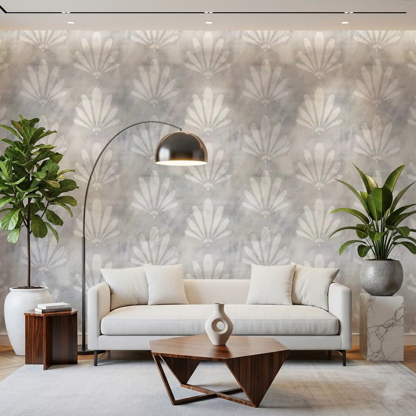 Minimalist Fan Pattern in Grey Wallpaper⁠