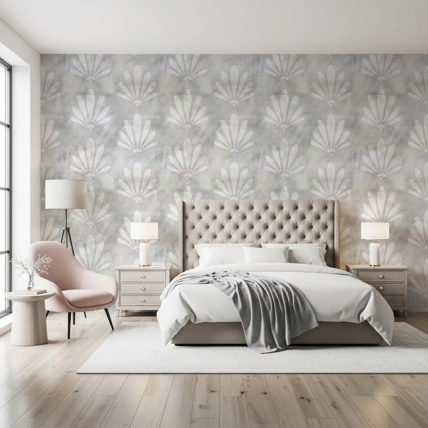 Minimalist Fan Pattern in Grey Wallpaper⁠
