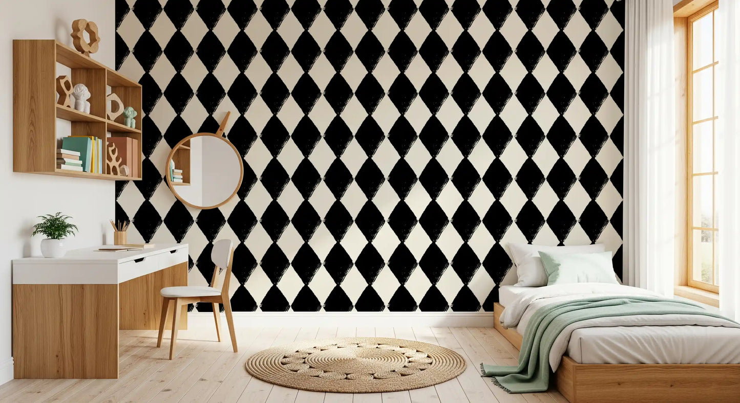 Textured Harlequin Brushwork Wallpaper⁠