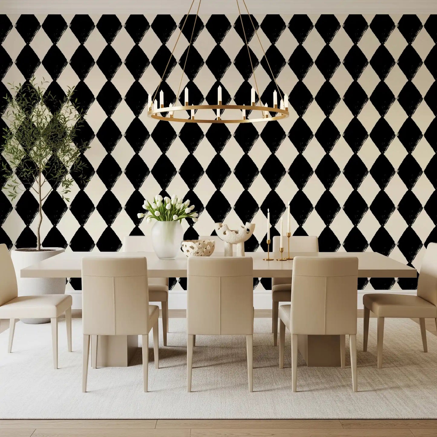 Textured Harlequin Brushwork Wallpaper⁠