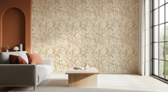 Rustic Botanical Line Art Wallpaper⁠