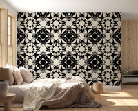Interlocking Geometric Monochromatic Pattern Wallpaper⁠