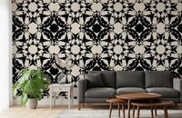 Interlocking Geometric Monochromatic Pattern Wallpaper⁠