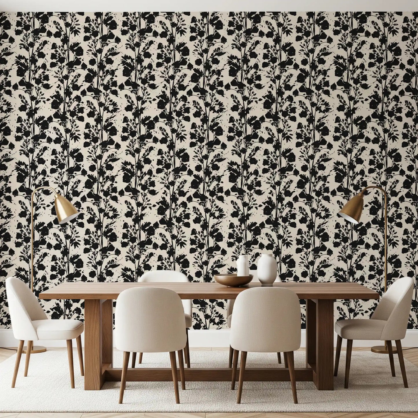 Ink Blossom Silhouette Wallpaper⁠