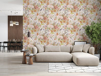 Muted Meadow Botanical Illustration Wallpaper⁠